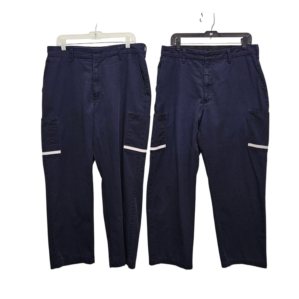 FedEx Cargo Pants Mens 36 Navy Blue Reflective Stripe Workwear Uniform Lot of 2